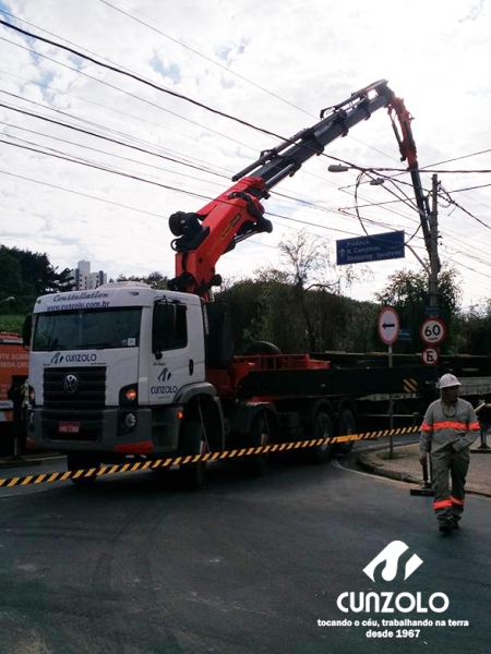 A equipe da Cunzolo realizou a montagem de vigas da ponte de retorno da Avenida Orozimbo Maia, em Campinas-SP.